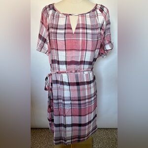 NEW w/Tags Skies Are Blue Pink White Burgundy Plaid Dress or Tunic Size 1X